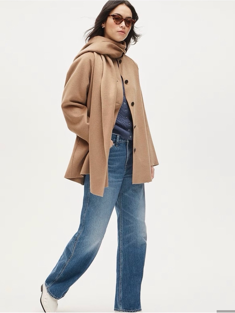 J Crew Camel Scarf Collar Wool Blend Jacket - Women